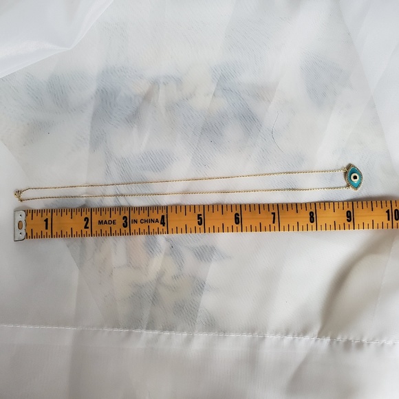 Sterling Silver, Gold Finish Evil Eye Necklace - Picture 4 of 4